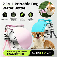 Portable 2-in-1 Dog Water Bottle, Stainless Steel Silicone Leakproof Travel Water Dispenser for Small Dogs Outdoor Use
