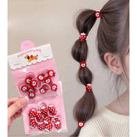 10/20Pc Cute Strawberry & Apple Hair Ties - High Elastic Hair Bands Toddler Girls Hair Accessories Gift