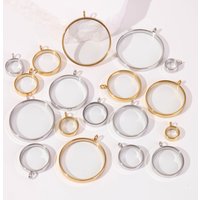 1Pc10-45mm Openable Round Memorial Locket Pendant For Cremation Ashes Jewelry Glass Coin Bezel Floating Medallion Pendentif Bulk