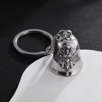 Stylish Guardian Angel Wings Motorcycle Bell Keychain Men's Biker Exorcist Jewelry Accessory
