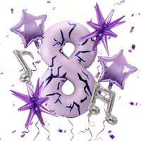 Purple Music Theme Party Balloon Set 0-9 Music Note Balloon Purple Explosion Star Balloon Birthday Party and Carnival Decoration