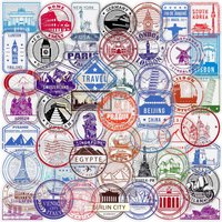 50PCS Transparent Retro Postmark Stickers Creative Envelope Sealing Decals Waterproof DIY Phone Travel Suitcase Notebook