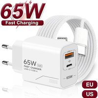 65W Fast Charger For iPhone 18 17 16 Pro Max Samsung Xiaomi PD Charger 2-Port GaN Charger USB C Charger Portable Phone Charger