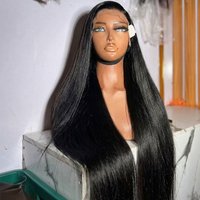 40 Inch Extra Long 250% Density Natural Black 13x4 HD Lace Frontal Bone Straight Silky Smooth 13x6 Remy Human Hair Wigs Pre Plucked Hairline Invisible Bleached Knots Wear and Go 5x5 Glueless Closure
