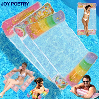 4in1 Glitter Inflatable Floating Water Hammock Float Lounger Pool Chair Drifter Swim Air Exercise Saddle Recliner Bed Mattress