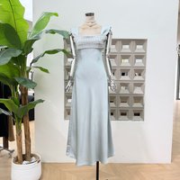 Women Sexy Sleeveless Square Collar Bodycon Acetate Satin High-Waist Long Dress Celebrity Evening Party Brthday Club Prom Gown