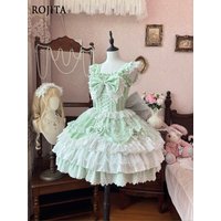 4XL Lolita Flower Wedding Lolita Original Design Dress Elegant Mint Green Lolita JSK Dress Set with Lace Ruffle Bows