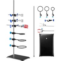 SucceBuy Laborständer-Unterstützung, Labor-Retort-Stützständer-Set, Laborständer aus Stahl, 23,6 Zoll Stab und 8,3 Zoll x 5,3 Zoll Gusseisenbasis mit Klemme