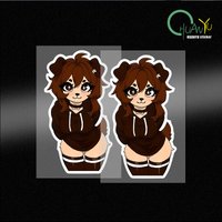 Cute and fun cartoon anime plush girl sticker car decal motorcycle decal waterproof decoration sticker