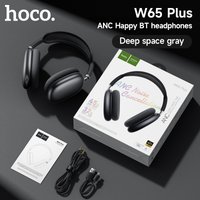 Casque Bluetooth HOCO W65 Plus ANC à réduction de bruit, circum-auriculaire, sans fil, grand écouteur, son Hi-Fi, casque sport avec bouton