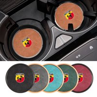 For Abarth Fiat Abarth Argo Croma Albea Uno Tipo Palio 500 124 Alloy Leather Car Coaster Anti-slip Pad Water Cup Mat Accessories