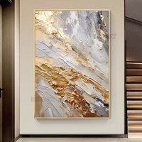 Gold Foil Blushes Under Soft Light – Large Contemporary Abstract Frameless Canvas Poster for Bedroom Home Decoration