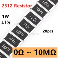 20pcs 2512 1% SMD resistor 0R10R20R22R100R120R200R330R470R510R1K1.5K2.2K3.3K4.7K5.1K10K12K15K20K22K30K47K51K100K200K510K1MĪ© ohm