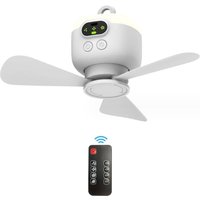 Portable Rechargeable 8000mAh Ceiling Fan with Remote Control & Light for Camping Tent, Outdoor Dorm, Battery Operated, Timer