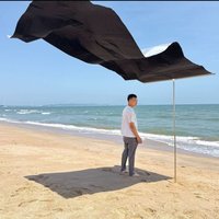 Portable Outdoor Wind-Powered Beach Sunshade Single-Sided Silver Canopy Waterplay Sand Digging Fun Outdoor Camping Gear