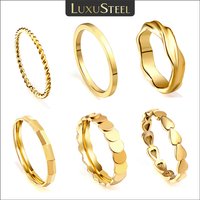 Bagues de luxe en acier inoxydable pour femmes, corde torsadée Simple, pièce de monnaie, cœur, Texture ronde, bandes de doigt imperméables, bijoux de mariage