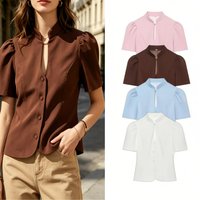2026 Summer Slim Short Sleeve Blazer Women Leisure High Street Elegant Commute Chic Puff Sleeve Top Blazer for Female