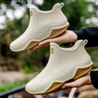 Men's Ankle Rain Boots Outdoor Waterproof Men Rain Shoes Anti-Slip Wear-resistant Men Kitchen Water Shoes Fishing Rubber Shoes