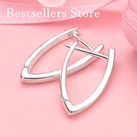 925 Sterling Silver 20MM Exquisite V-shaped Earrings for Women Fashion Party Favors Jewelry Wedding Accessories