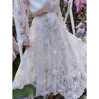 Luxury Style 3D Beaded Flowers Lace Embroidery Long Skirt 2025 Spring Summer New In Heavy Industry Big Swing White Skirt