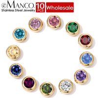 eManco 10PCS Stainless Steel Charm Rhinestone Necklace Pendant Fashion Birthstone For Making Jewelry Women DIY Accessories