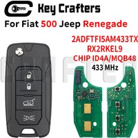 Crafters RX2RKEL9 2ADFTFI5AM433TX Flip Remote Car Key Fob 4A/MQB48 Chip 433MHz For Jeep Renegade Fiat 500X 2016-2018 SIP22 Blade