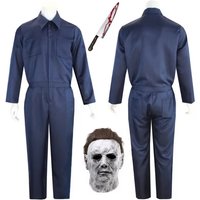 Myers Cosplay Costume pour Hommes et Femmes Tenues de Michael Anime Bloody Killer Cos Jumpsuit Horror Mask Party Halloween Adulte