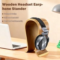 Desk Wooden Headphones Headset Holder Hanger Display Shelf Rack for Almost All On-Ear Headphones