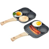 LMETJMA Pancake Egg Frying Pan 4 Cups Omelet Poached Egg Pan for Breakfast Divided Coating with Non Sticking Handle JT888