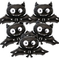 5PCS Halloween Foil Balloons Bat Mylar Balloons Cute Black Bat Balloon Halloween Party Props Home Decoration Supplies Kids Gifts