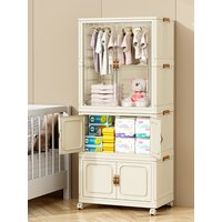 Large Folding Box Installation-free Storage Closet Cabinet Children's Wardrobe Home Living Room Movable Capacity Organizer Bins