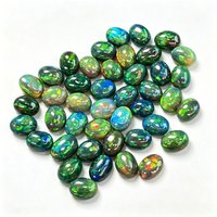 100% Real Natural Black Opal Oval Shape Flat Bottom Gemstone Loose Gems Diy Inlay Material for Jewelry Luxury Stones
