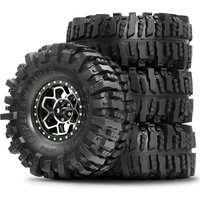 4-PCS 1.9 Beadlock Wheels and Tires OD 4.65'' for 1/10 Crawler Traxxas TRX4 Axial SCX10 II III Redcat Gen8 Gen7 12mm Hex