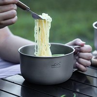Titanium Camping Pot Ultralight Portable Titanium Alloy Bowl Handle for Backpacking Hiking Outdoor Cooking Solo Stove Picnic