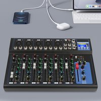 Bluetooth Audio Mixer USB DJ Sound Mixing Console 7 Channel Audio Mixing Board For Home KTV, Campus Language, Conferences