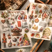 2 Sheet Large Christmas RUB ON Transfer Stickers Junk Journal Collage Snowman Stickers DIY Album Scrapbooking Craft Stickers
