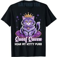 Funny Queef Queen Cat Inappropriate Dirty Adult Humor Jokes T-Shirt Women's Fashion Sarcastic Saying Tee Cute Kitty Y2k Clothes