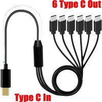 Type C to USB C Cable Splitter 1 in 6 out USB C Extension Adapter Wire Phone Tablet Gamepad for Switch Charging Plug Cord