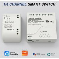 1/4 Channel Smart Relay Board WiFi Remote Breaker Control 1/4 Way Switch Controller 12V 24V 220V Works with Tuya RF433 Alexa