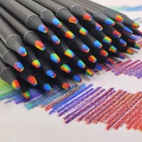 10Pcs Multicolored Pencils 7 Color Gradient Rainbow Pencil Black Wood Colored Concentric Crayons Stationery Art Painting Drawing