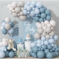 Dusty Blue Beige White Latex Balloons Garland Arch Kit for Babyshower Birthday Wedding Bridal Shower Party Decoration Supplies