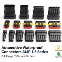 50Sets 1/2/3/4/5/6 Pin Way AMP Tyco Super Sealed Automotive Wire Connector Electrical Male Female Plug Terminals for Cars