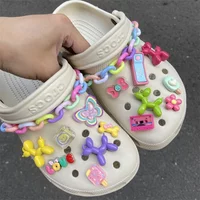 1Set Creative DIY 3D Shoe Accessories Cute Cartoon Shoe Charms Set Cute Balloon Dog Chain Buckle Child Shoes Decorations