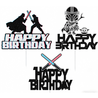 "Star Wars birthday party cake decoration, flashing Star Wars theme cake arrangement, decorative insert card"