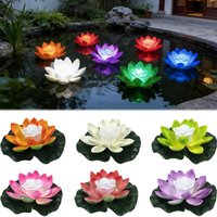 18cm LED Waterproof Floating Wishing Lotus Light Artificial Flower Decor Fake Water Landscape Lotus Lily Micro Plant Floati J0M9