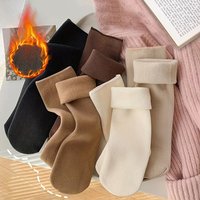 5pairs Winter Warm Solid Women Socks Thicken Thermal Socks Black Skin Seamless Snow Sock Unisex Socks
