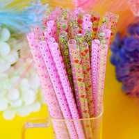 24-pack of transparent heart-shaped fruit-print straws, reusable—a must-have for parties, bars, and birthday celebrations