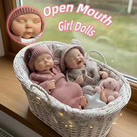 1 PCS/2 Styles Open Mouth 18 Inch bebe reborn de silicona Girl Dolls With Handmade Paint Skin Soft Touch Newborn Silicone Dolls