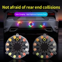Solar Colorful Warning Flash Light Strong Magnet Truck Night Width Tail Light Brake Car Anti-Rear Collision LED Indicator Lamp