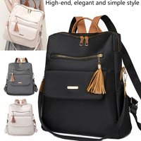 Chic Stylish Multi-Color Backpack with Tassel Detail, Adjustable Strap, Lightweight for Daily Use, Casual, Functional, Fashionable Bag